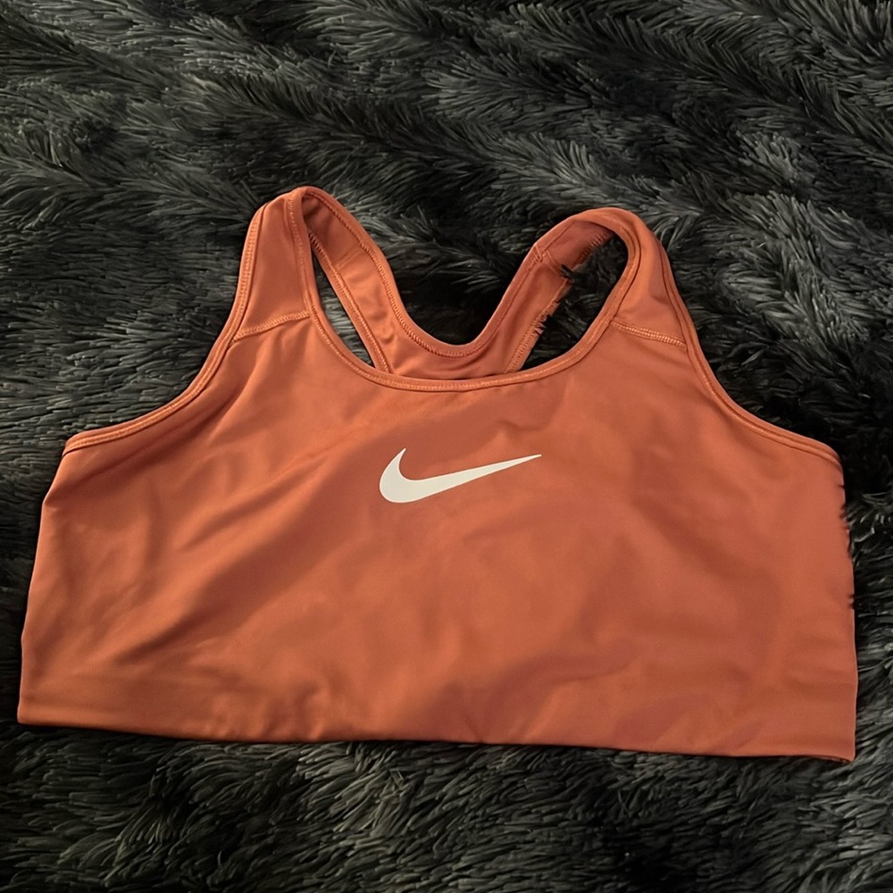 Nike Sports Bra in Coral with White Logo
